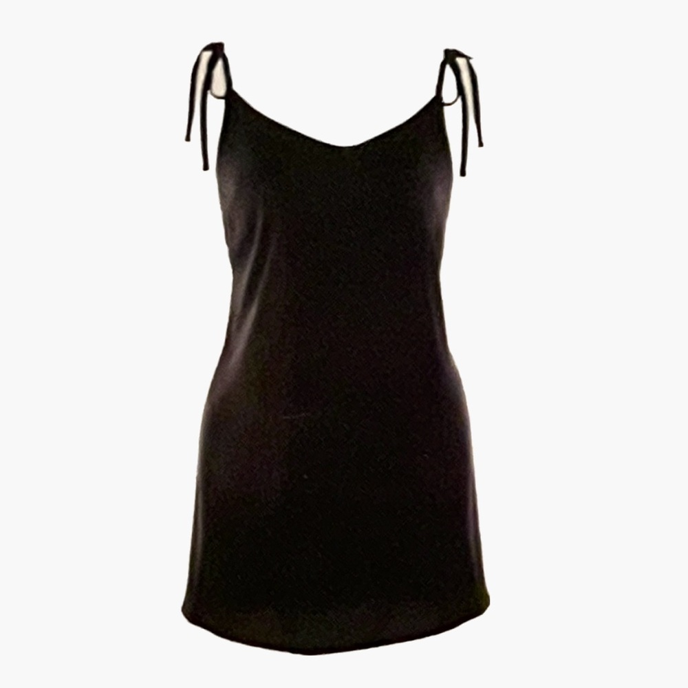 Satin Black Slip Dress - NIP